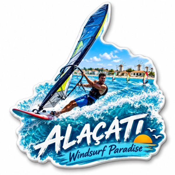 Magnes pamiątkowy Alacatı z motywem windsurfingu