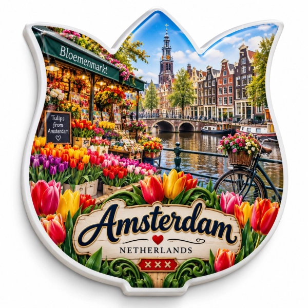 Magnes Amsterdam z tulipanami