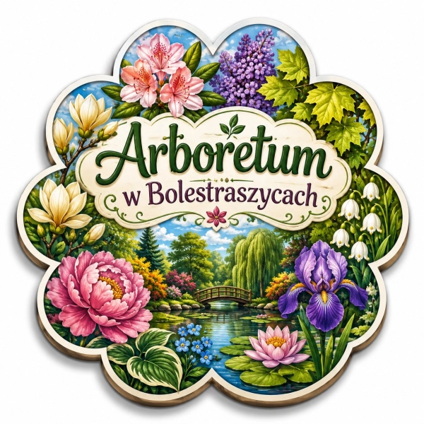 Magnes pamiątkowy z motywem Arboretum w Bolestraszycach