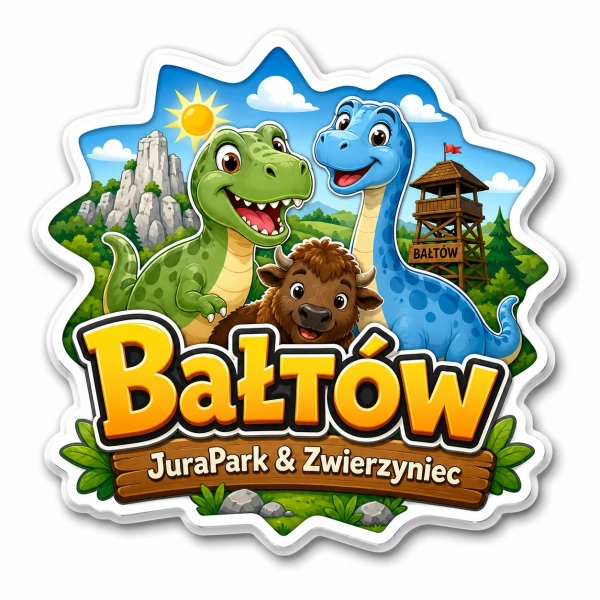 Pamiątkowy magnes Bałtów z motywem dinozaurów i zwierząt z JuraParku i Zwierzyńca