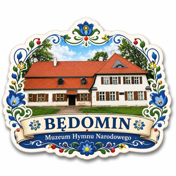 Pamiątkowy magnes Będomin z regionalnym motywem