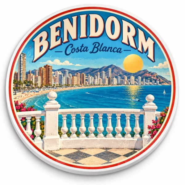 Magnes pamiątkowy Benidorm – plaża, morze i zabudowa miasta
