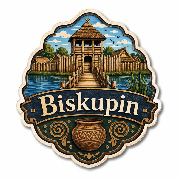 Magnes Biskupin z motywem historycznego osiedla
