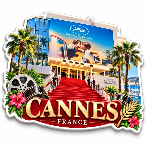 Pamiątkowy magnes Cannes z motywem Festiwalu Filmowego