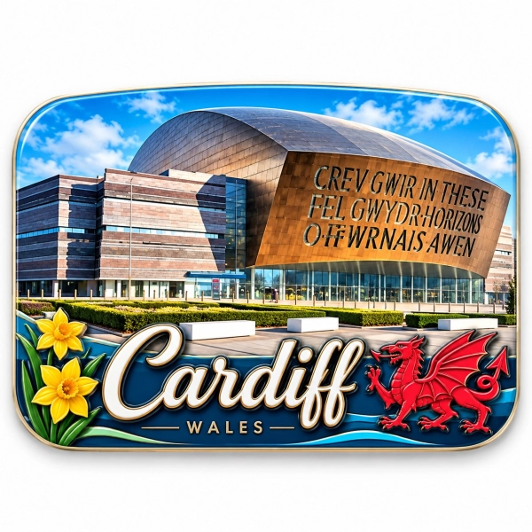 Magnes pamiątkowy z widokiem Cardiff