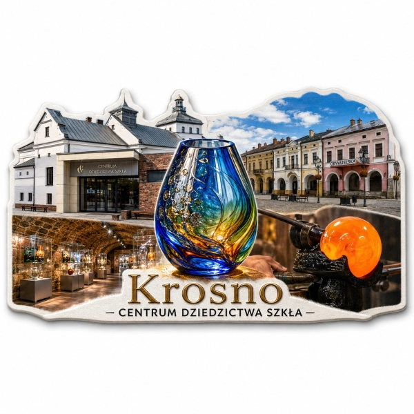 Pamiątkowy magnes z Centrum Dziedzictwa Szkła w Krośnie