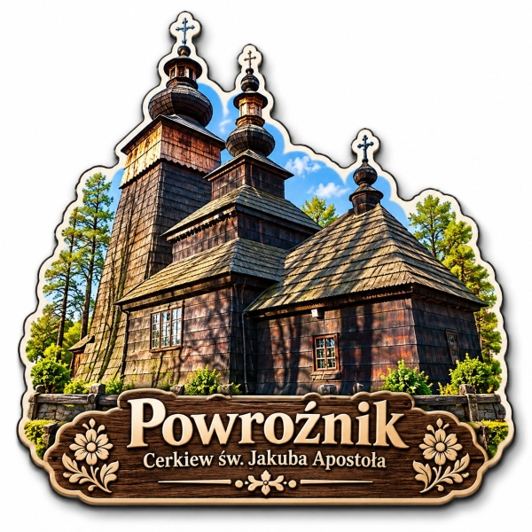 Magnes przedstawiający Cerkiew św. Jakuba Młodszego Apostoła w Powroźniku