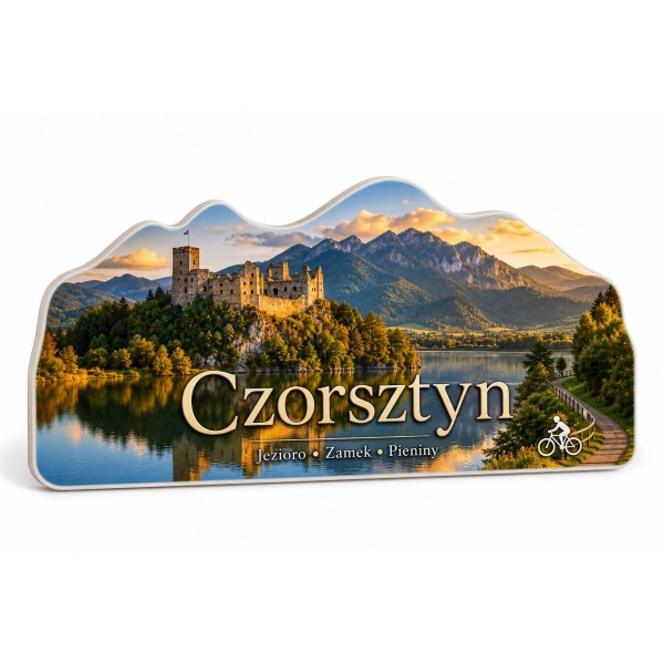 Magnes pamiątkowy Czorsztyn z widokiem zamku i jeziora