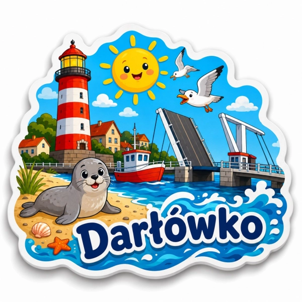 Pamiątkowy magnes Darłówko z latarnią morską