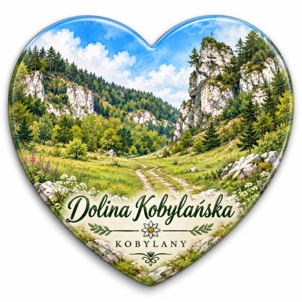 Magnes pamiątkowy z widokiem Doliny Kobylańskiej