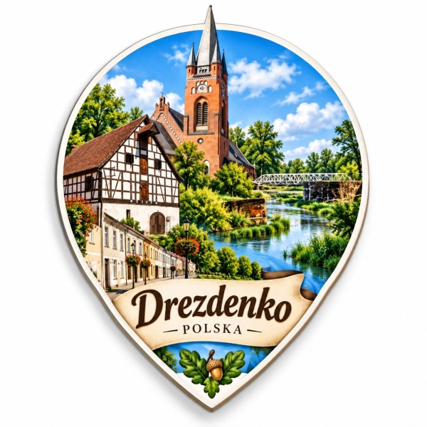Pamiątkowy magnes Drezdenko – pejzaż miasta