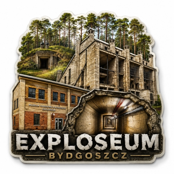 Magnes pamiątkowy z motywem Exploseum w Bydgoszczy