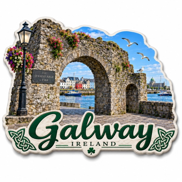 Magnes pamiątkowy Galway z widokiem na kamienny łuk