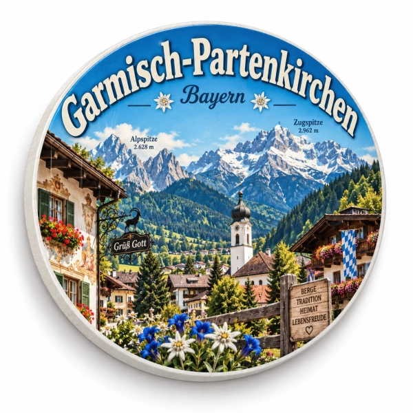 Magnes pamiątkowy z panoramą Garmisch-Partenkirchen