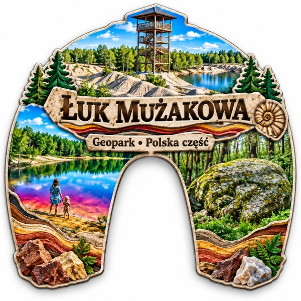 Magnes pamiątkowy Geopark Łuk Mużakowa – polska część