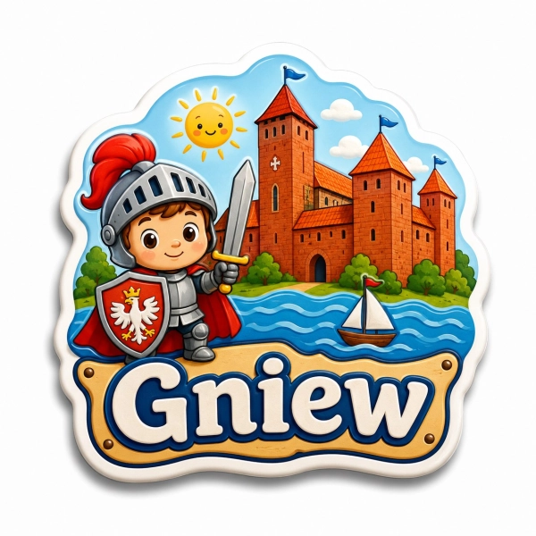 Magnes pamiątkowy z motywem zamku w Gniewie