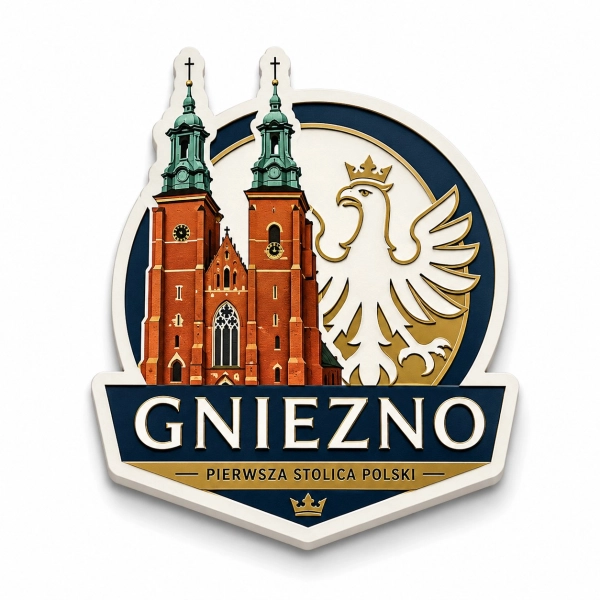 Magnes pamiątkowy Gniezno z motywem katedry