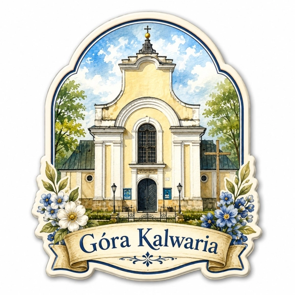 Pamiątkowy magnes Góra Kalwaria z motywem kościoła