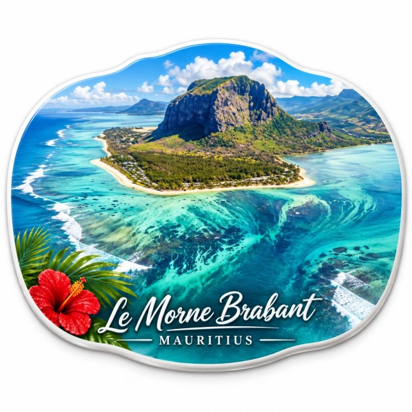 Magnes pamiątkowy przedstawiający Le Morne Brabant na Mauritiusie
