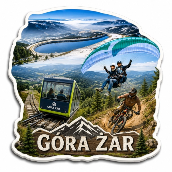Magnes pamiątkowy Góra Żar z motywem krajobrazu górskiego