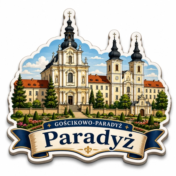 Pamiątkowy magnes Gościkowo-Paradyż z motywem klasztoru