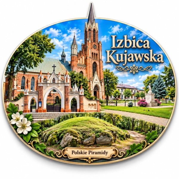 Magnes Izbica Kujawska z motywem kościoła