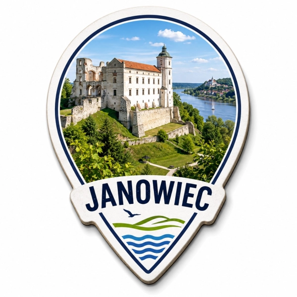 Magnes pamiątkowy Janowiec z motywem zamku