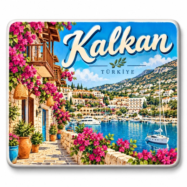 Pamiątkowy magnes Kalkan w Turcji z nadrukiem UV