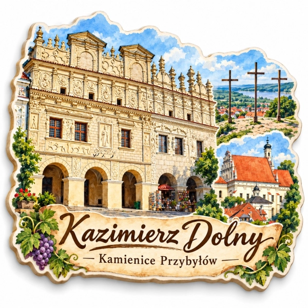 Pamiątkowy magnes z kamienicą Przybyłów w Kazimierzu Dolnym