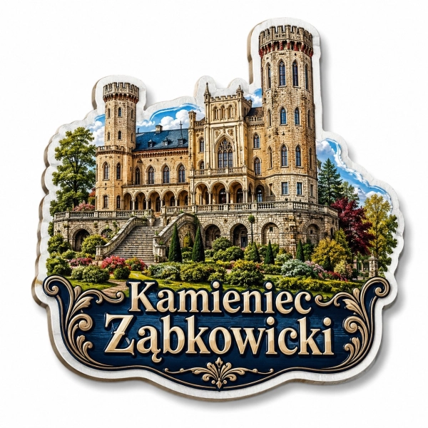 Magnes pamiątkowy Kamieniec Ząbkowicki z motywem zamku