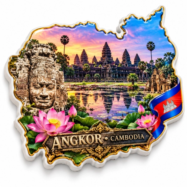 Pamiątkowy magnes przedstawiający kompleks świątynny Angkor w Kambodży