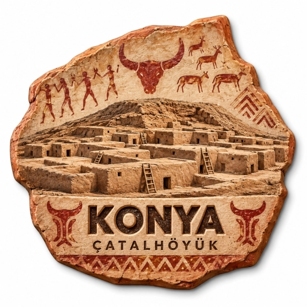 Magnes pamiątkowy Konya z motywem ruin starożytnego miasta