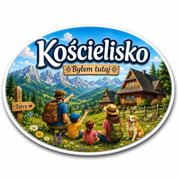 Pamiątkowy magnes Kościelisko z motywem Tatr