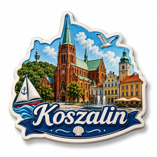 Pamiątkowy magnes Koszalin z motywem miasta