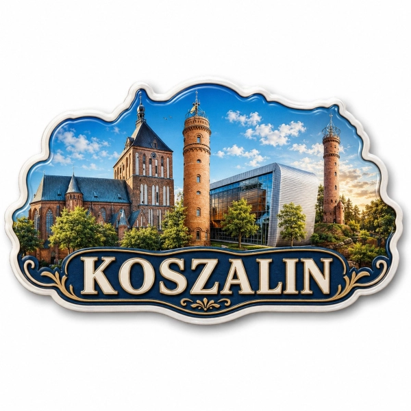 Magnes pamiątkowy z motywem Koszalina