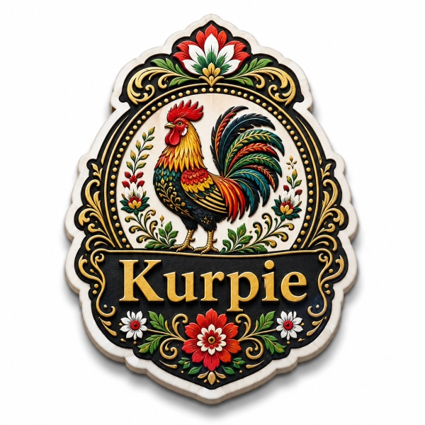 Magnes pamiątkowy Kurpie z motywem koguta