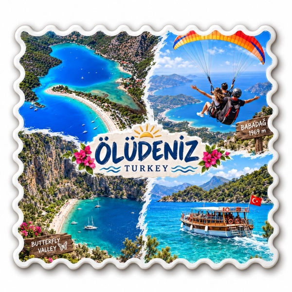 Magnes Ölüdeniz przedstawiający plażę i zatokę w Turcji