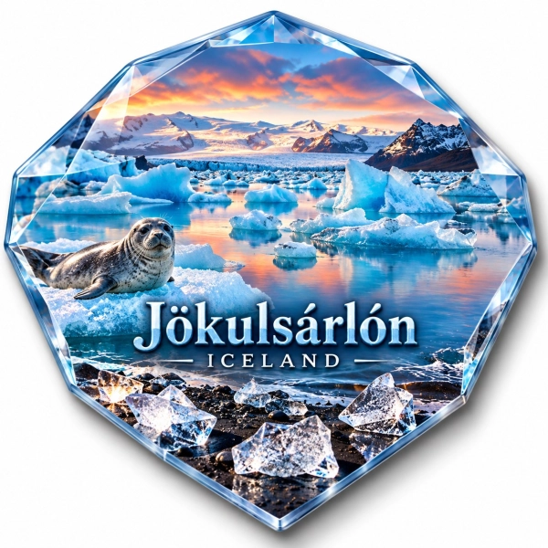Magnes pamiątkowy z motywem laguny lodowcowej Jökulsárlón