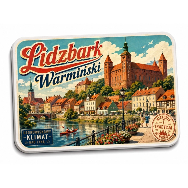 Magnes Lidzbark Warmiński z widokiem zamku nad rzeką Łyną