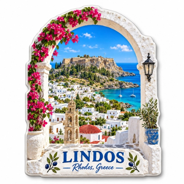 Magnes pamiątkowy Lindos na Rodos, Grecja