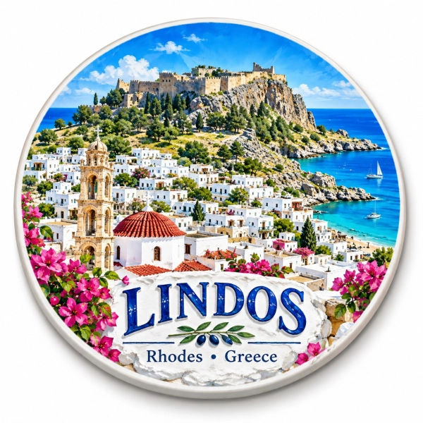 Magnes pamiątkowy Lindos na Rodos w Grecji
