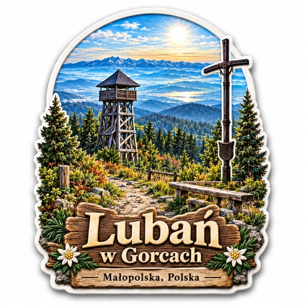 Magnes pamiątkowy Lubań w Gorcach