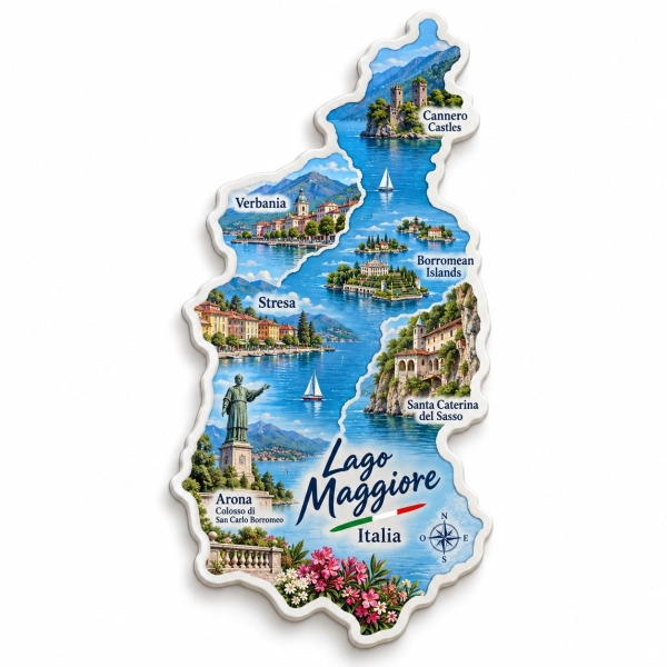 Magnes pamiątkowy z mapą jeziora Maggiore
