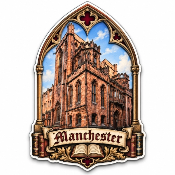 Pamiątkowy magnes z gotycką architekturą Manchesteru