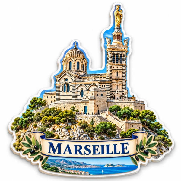Magnes pamiątkowy z motywem Notre-Dame de la Garde w Marsylii