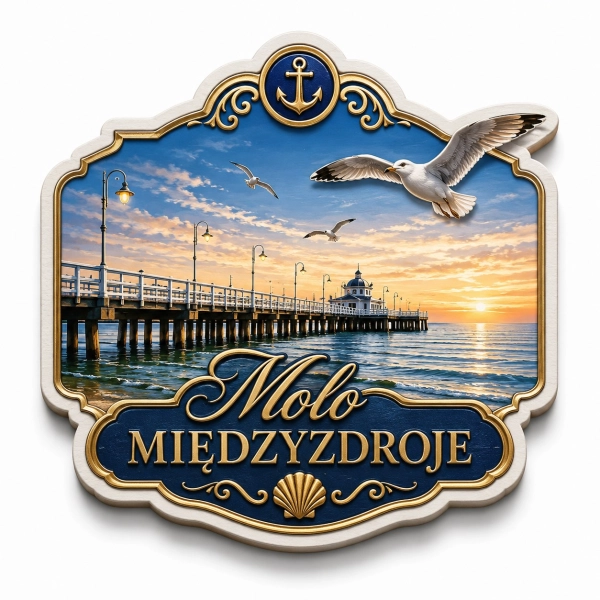 Regionalny magnes pamiątkowy z motywem mola w Międzyzdrojach