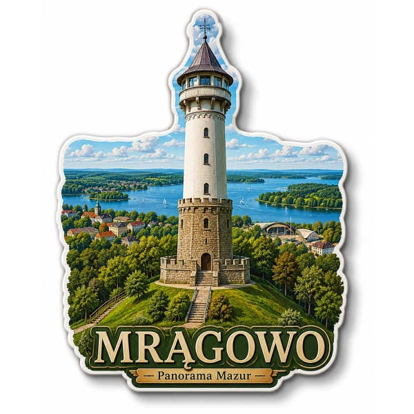 Magnes pamiątkowy Mrągowo z nadrukiem UV