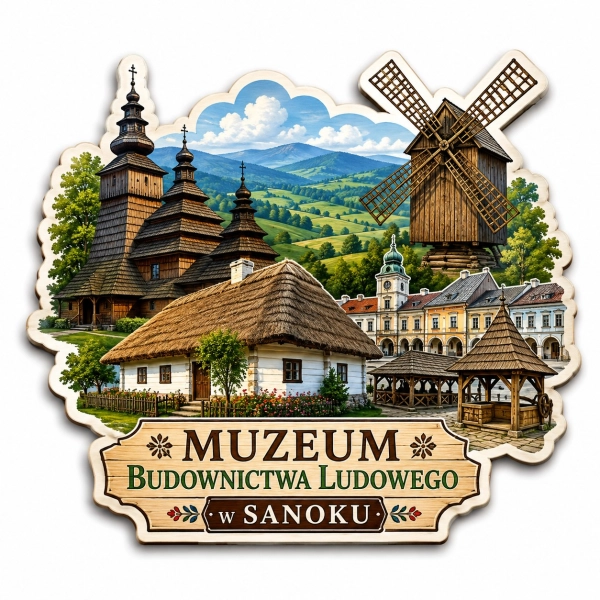 Pamiątkowy magnes Muzeum Budownictwa Ludowego w Sanoku