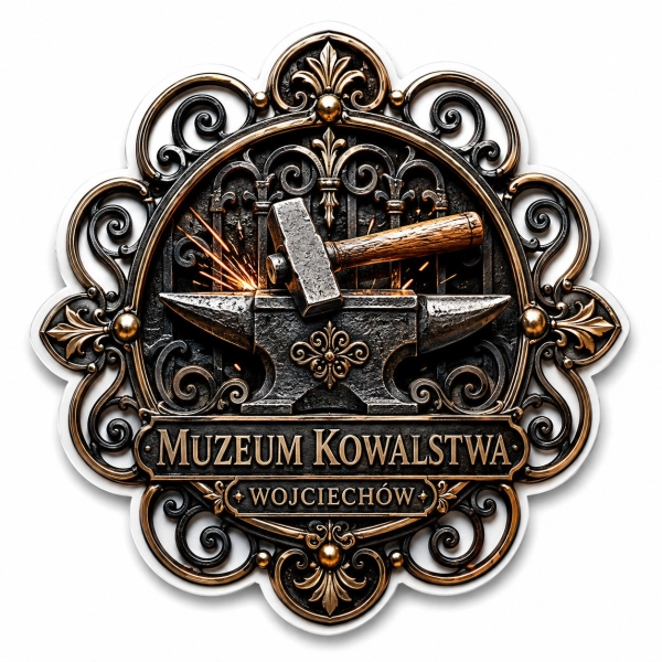 Magnes pamiątkowy z motywem Muzeum Kowalstwa w Wojciechowie