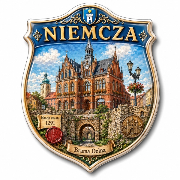 Magnes Niemcza z motywem ratusza